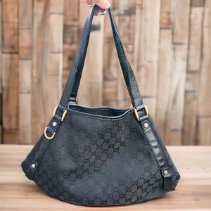 Authentic Gucci D-Ring GG logo tote black gold Y2K